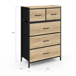 Commode 5 tiroirs en tissu industrielle*IDMarket