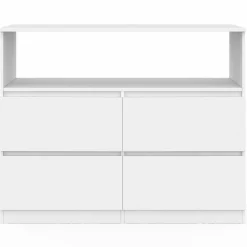 Commode avec 4 tiroirs bois blanc 100 cm avec niche*IDMarket Discount