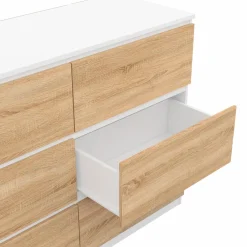 Commode blanc et bois 6 tiroirs*IDMarket New