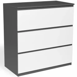 Commode blanche et grise 3 tiroirs*IDMarket Discount