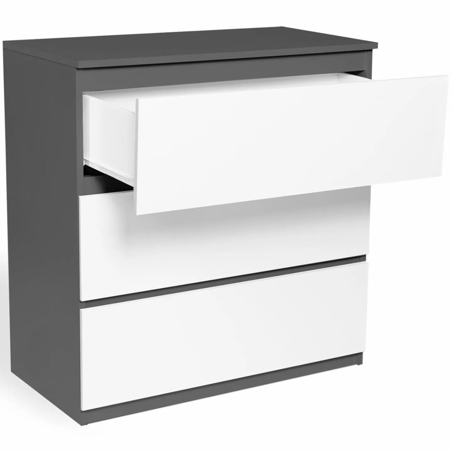 Commode blanche et grise 3 tiroirs*IDMarket Discount