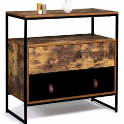 Commode bois et métal avec 2 tiroirs*IDMarket Best