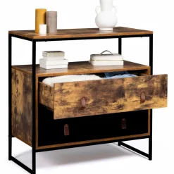 Commode bois et métal avec 2 tiroirs*IDMarket Best
