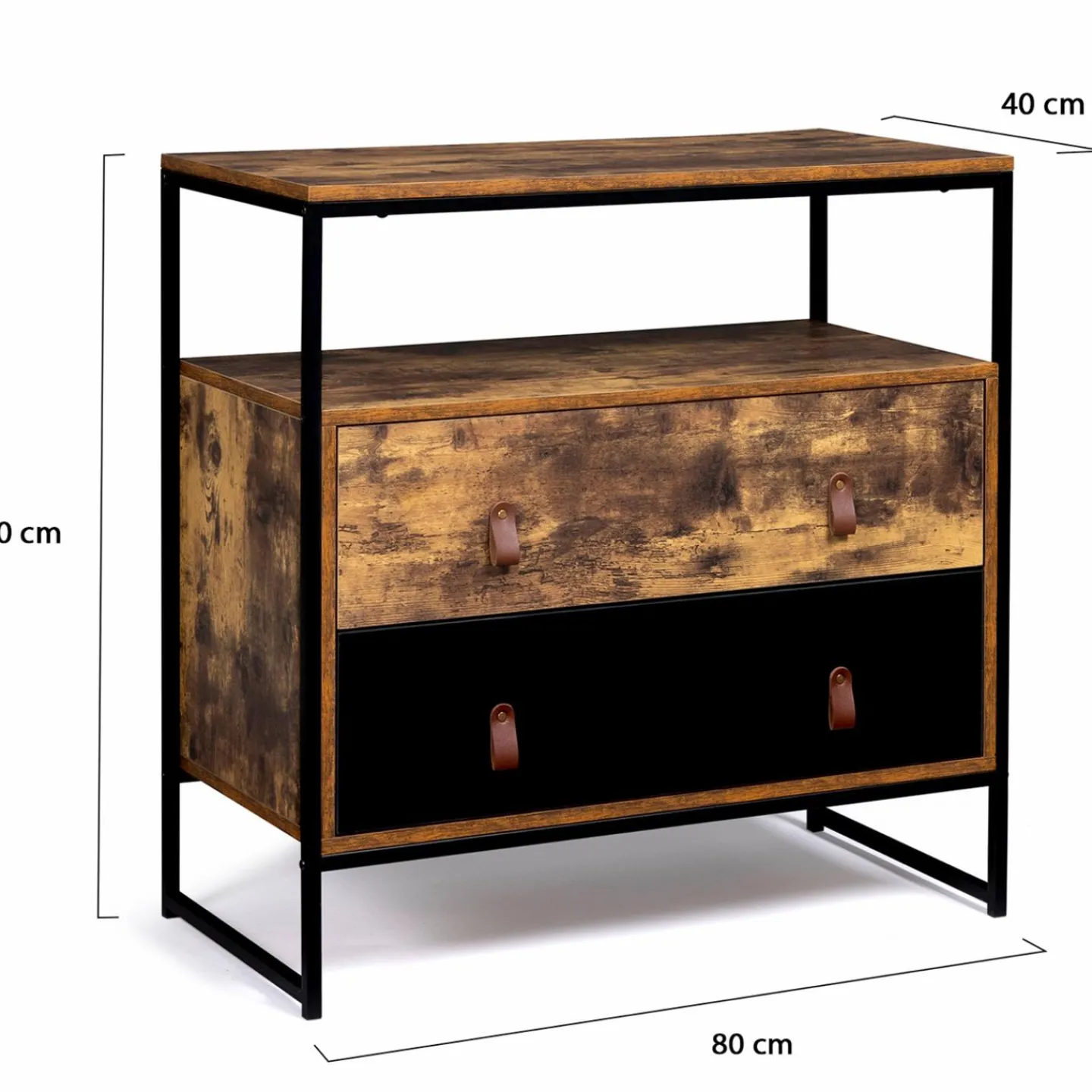 Commode bois et métal avec 2 tiroirs*IDMarket Best