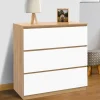 Commode bois façon hêtre et blanc 3 tiroirs 78 cm*IDMarket Best