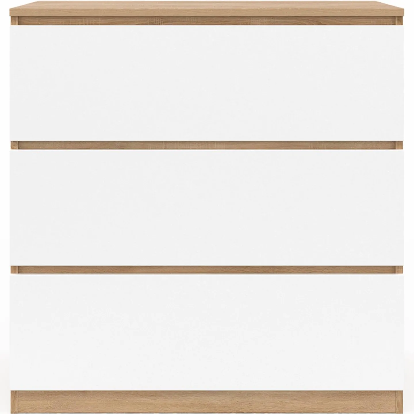 Commode bois façon hêtre et blanc 3 tiroirs 78 cm*IDMarket Best