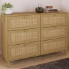 Commode cannage effet naturel avec 6 tiroirs*IDMarket Hot