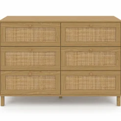 Commode cannage effet naturel avec 6 tiroirs*IDMarket Hot