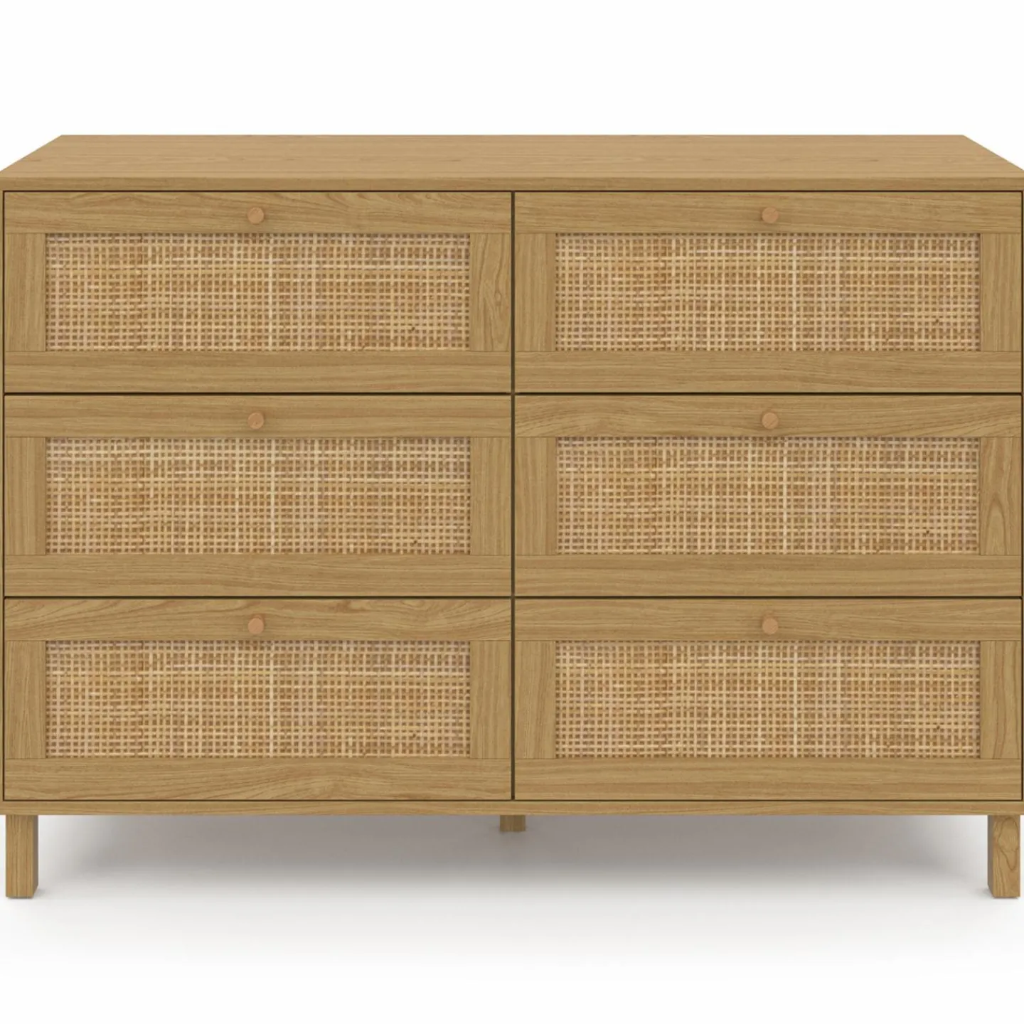 Commode cannage effet naturel avec 6 tiroirs*IDMarket Hot