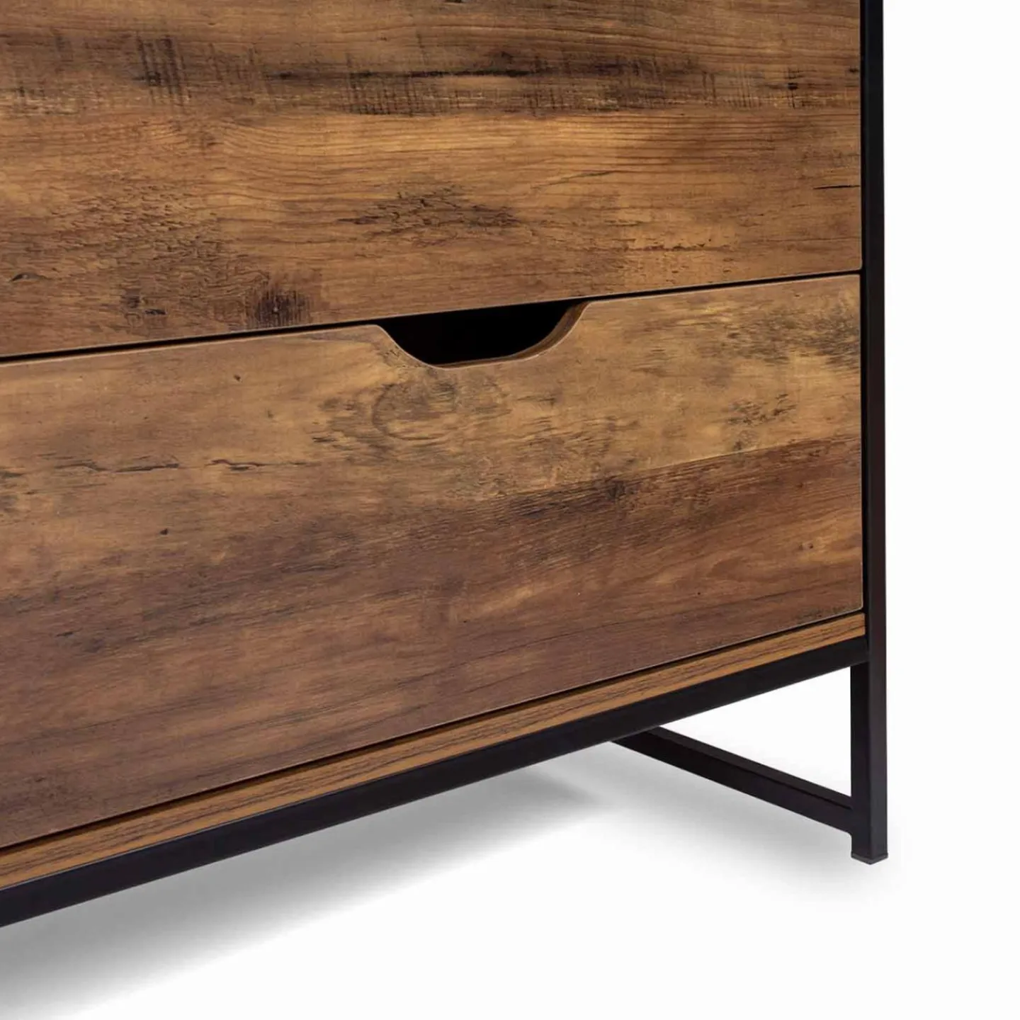 Commode design industriel 6 tiroirs bois foncé*IDMarket