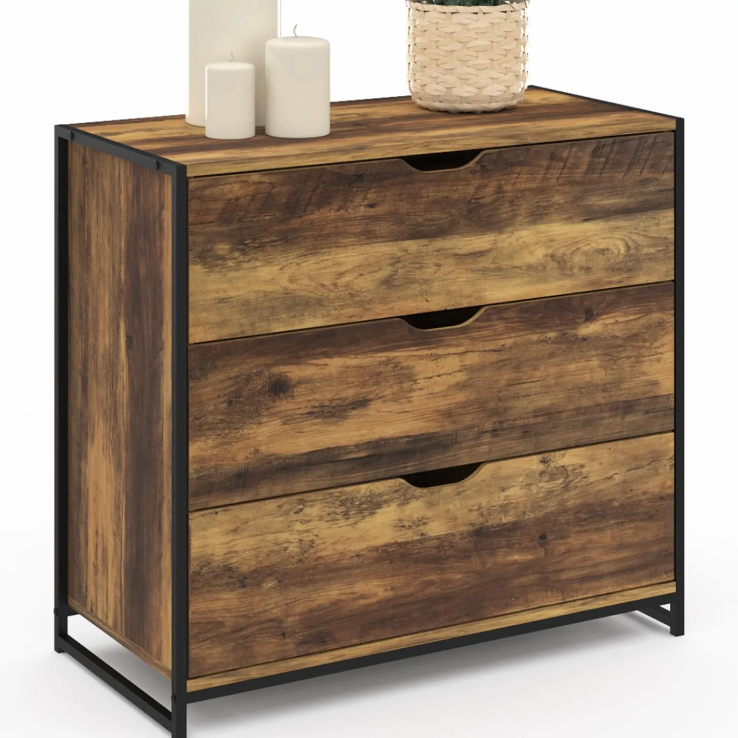 Commode design industriel 3 tiroirs avec étagère*IDMarket Best