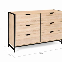 Commode design industriel 6 tiroirs 140 cm*IDMarket Online
