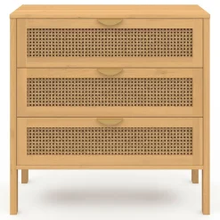Commode en bois 3 tiroirs cannage 80 cm*IDMarket