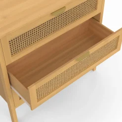 Commode en bois 3 tiroirs cannage 80 cm*IDMarket