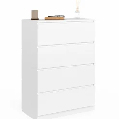 Commode en bois blanc avec 4 tiroirs 75 cm*IDMarket Best