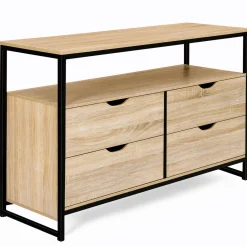 Commode industrielle 4 tiroirs et étagère*IDMarket