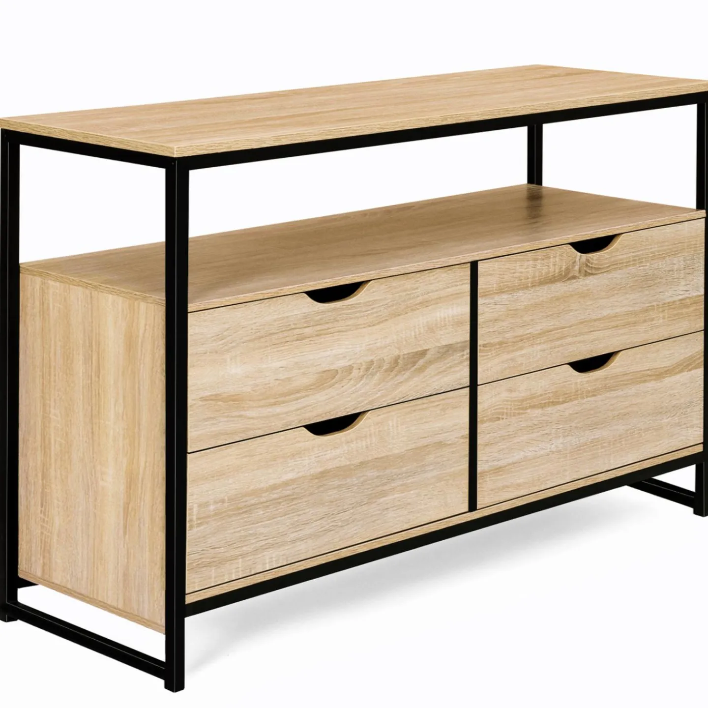 Commode industrielle 4 tiroirs et étagère*IDMarket