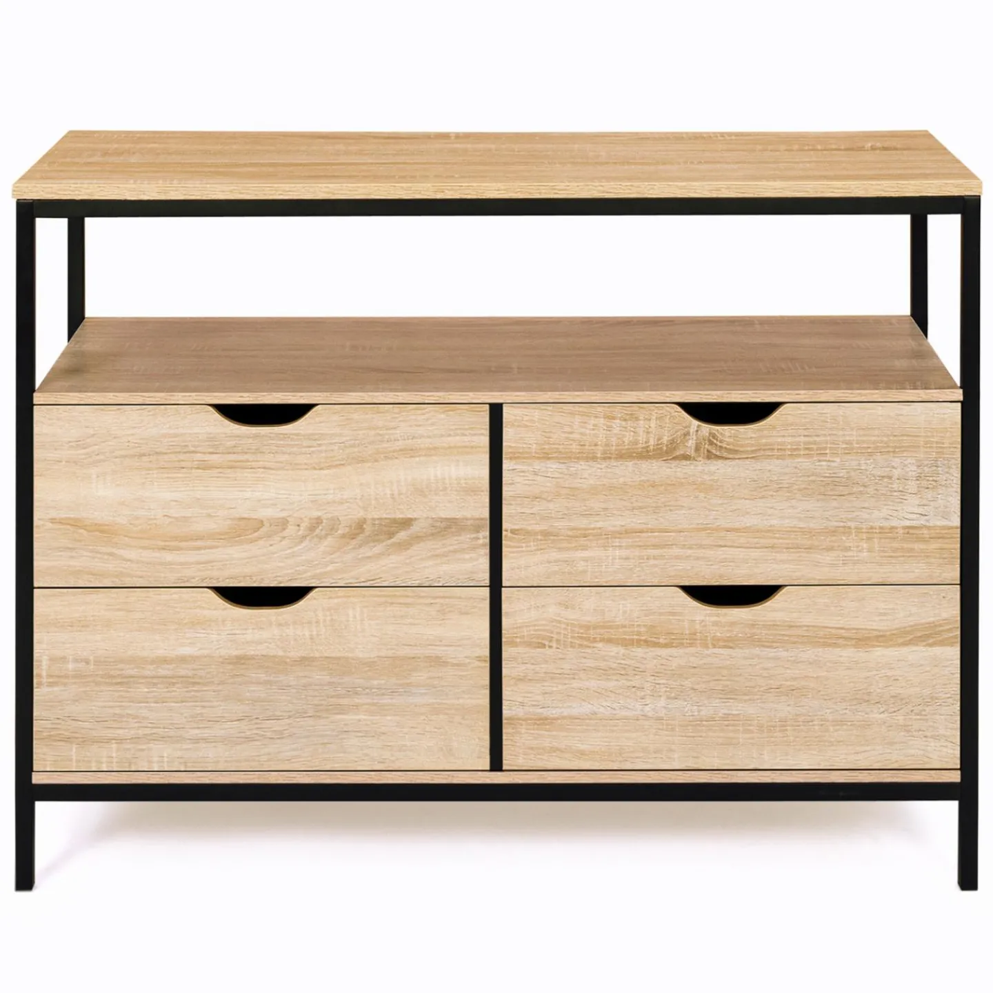 Commode industrielle 4 tiroirs et étagère*IDMarket