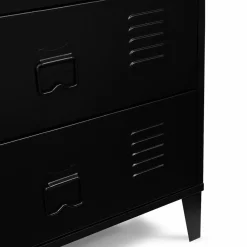 Commode industrielle 3 tiroirs métal noir et hêtre*IDMarket Sale