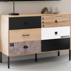 Commode industrielle 6 tiroirs dépareillés*IDMarket Hot