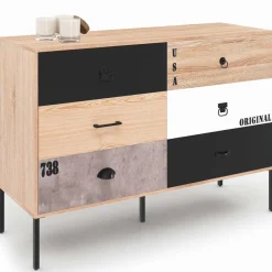 Commode industrielle 6 tiroirs dépareillés*IDMarket Hot