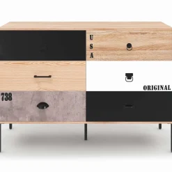 Commode industrielle 6 tiroirs dépareillés*IDMarket Hot