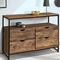 Commode industrielle 4 tiroirs avec étagère*IDMarket