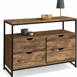 Commode industrielle 4 tiroirs avec étagère*IDMarket