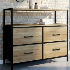 Commode industrielle 4 tiroirs en tissu*IDMarket Outlet
