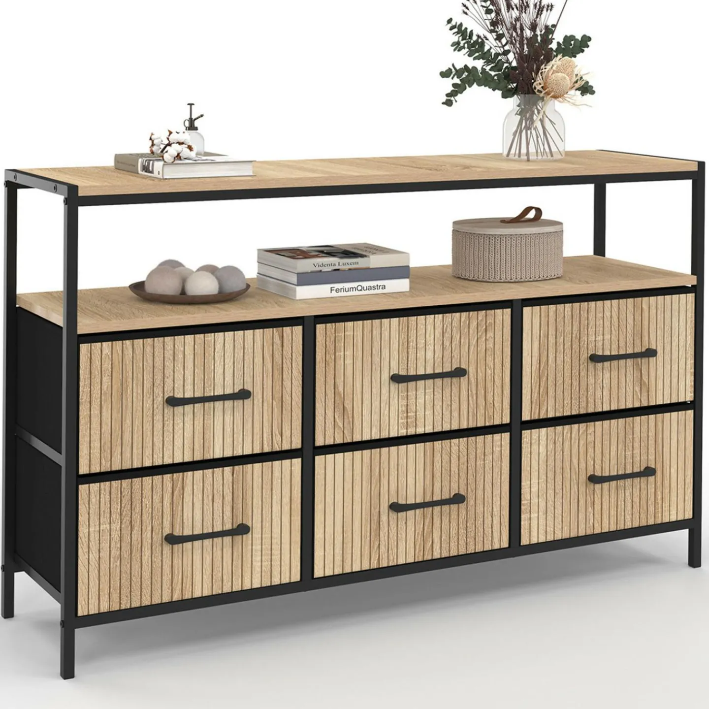 Commode industrielle avec niche effet lattes*IDMarket New