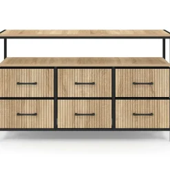 Commode industrielle avec niche effet lattes*IDMarket New