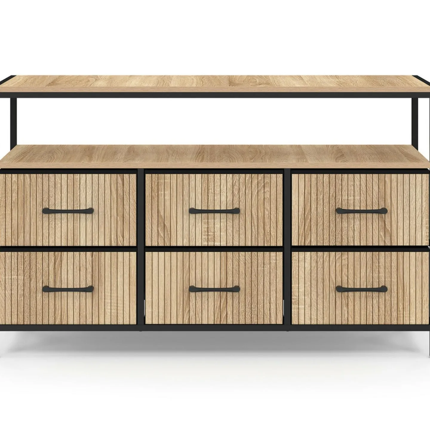 Commode industrielle avec niche effet lattes*IDMarket New