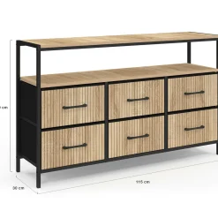 Commode industrielle avec niche effet lattes*IDMarket New