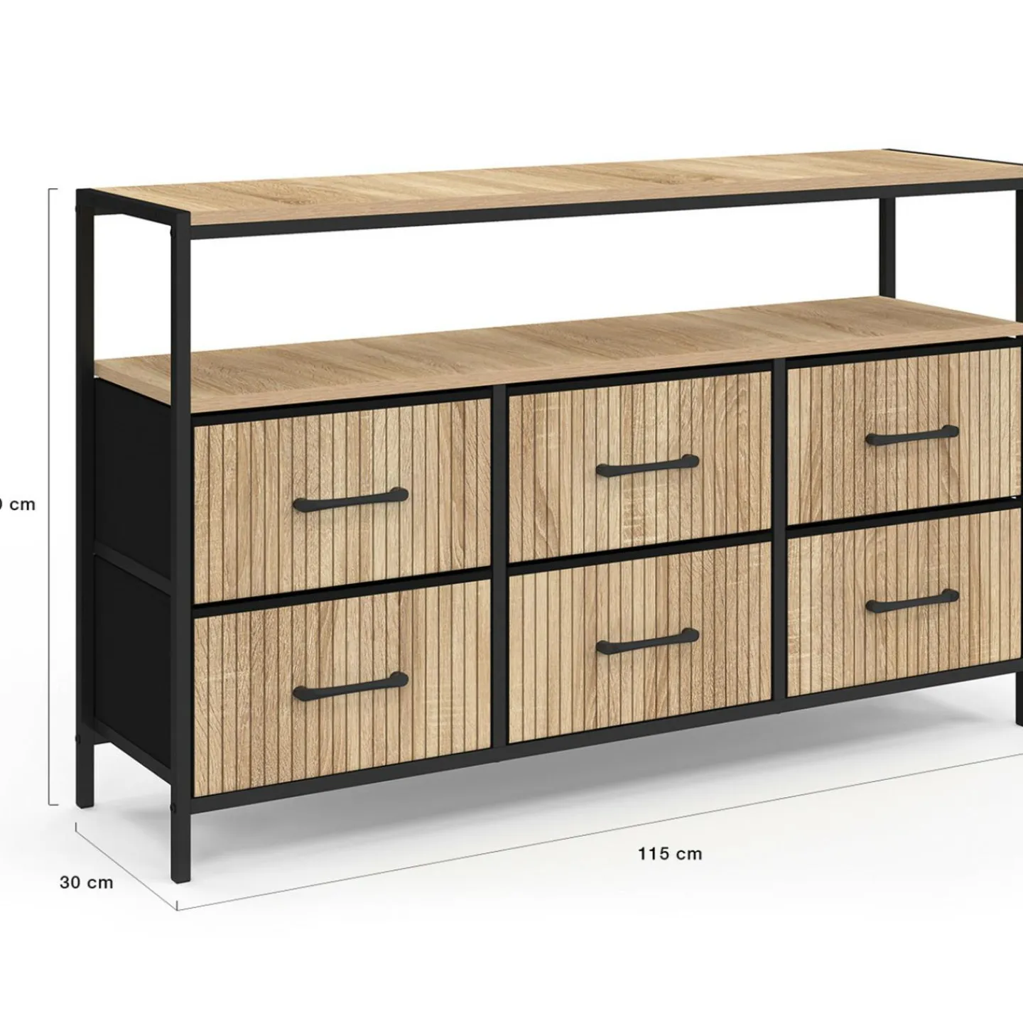 Commode industrielle avec niche effet lattes*IDMarket New