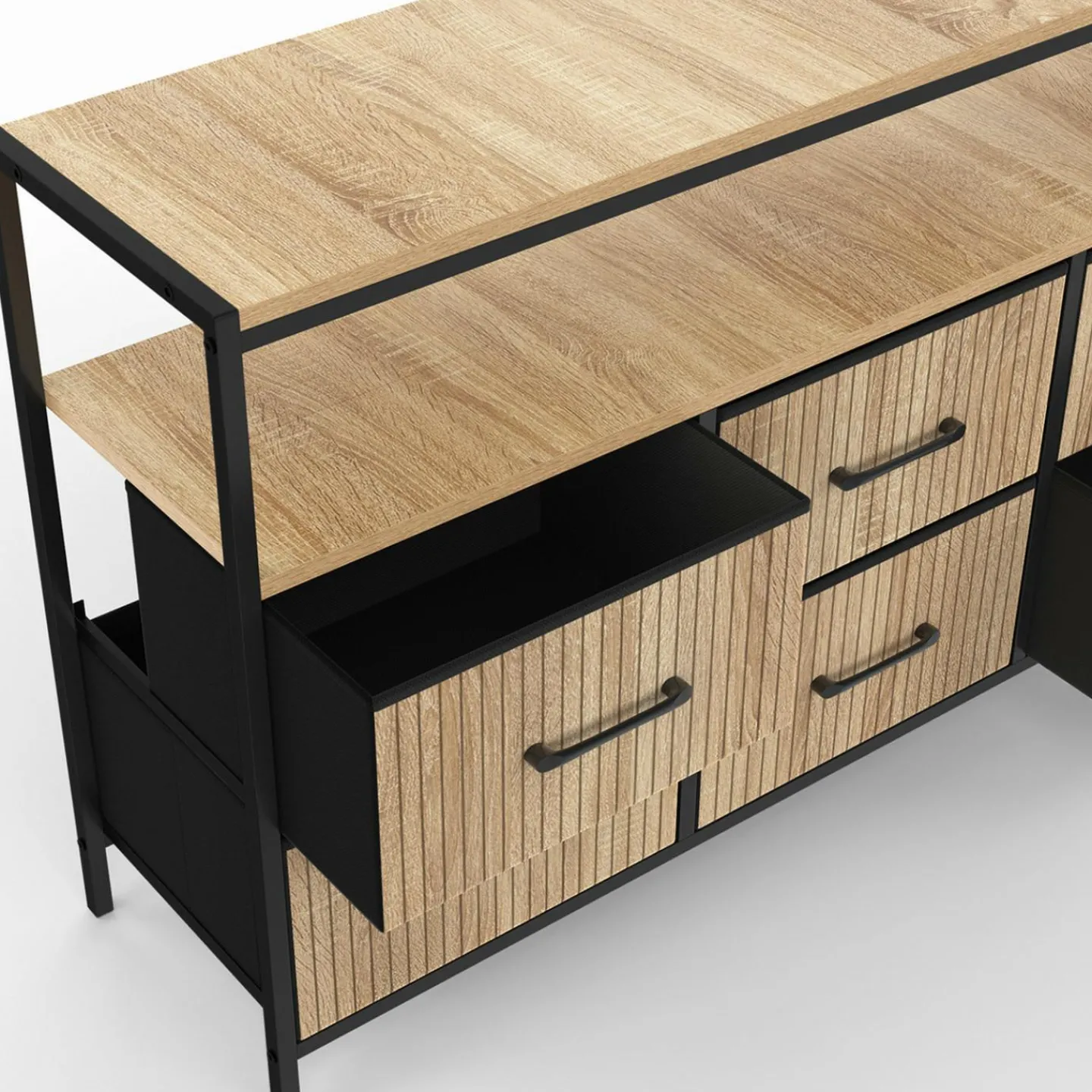 Commode industrielle avec niche effet lattes*IDMarket New