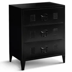 Commode industrielle bois noir 3 tiroirs en métal*IDMarket Clearance