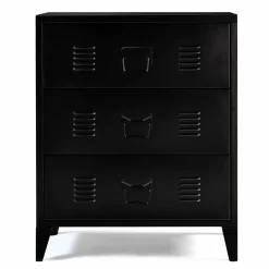 Commode industrielle bois noir 3 tiroirs en métal*IDMarket Clearance