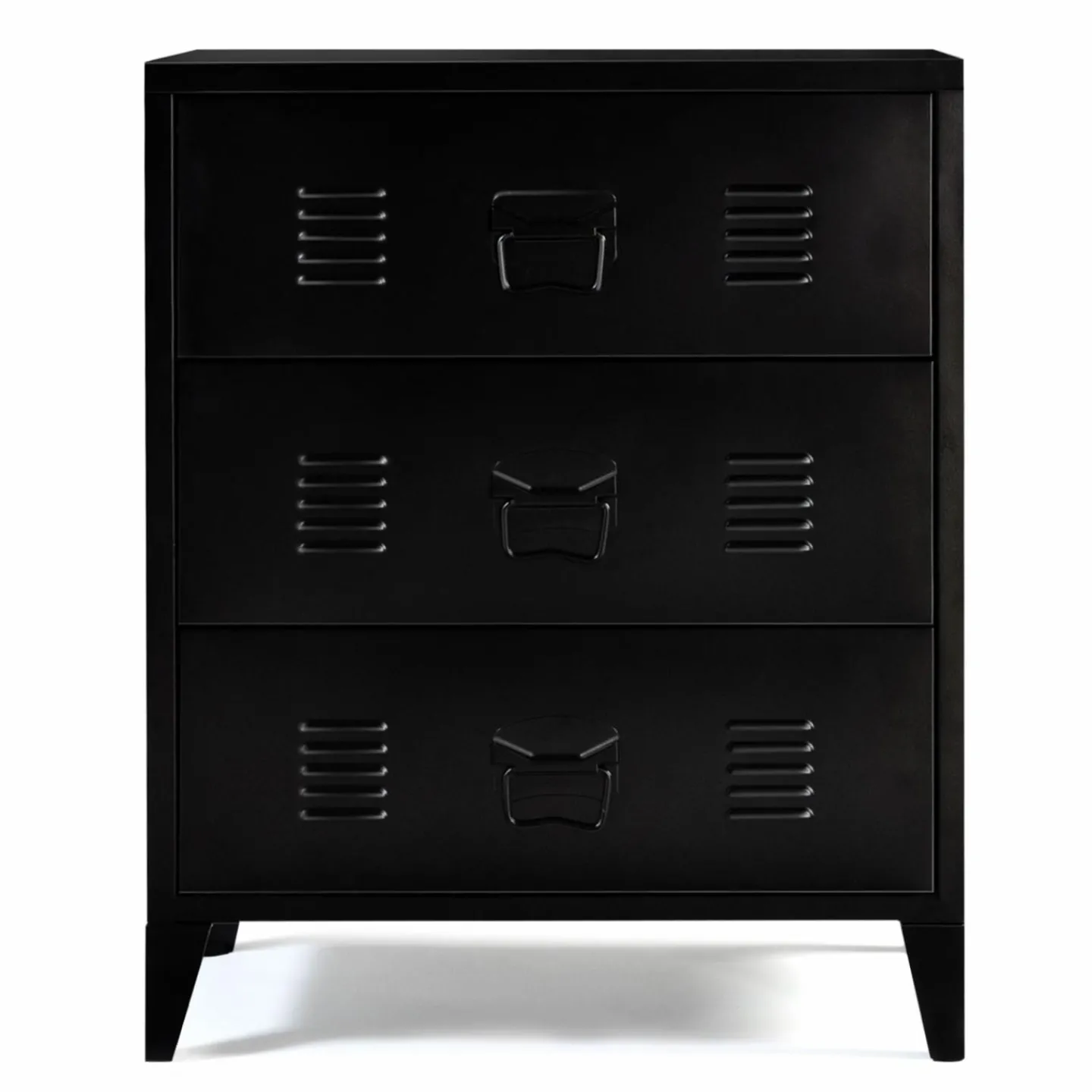 Commode industrielle bois noir 3 tiroirs en métal*IDMarket Clearance