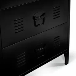 Commode industrielle bois noir 3 tiroirs en métal*IDMarket Clearance