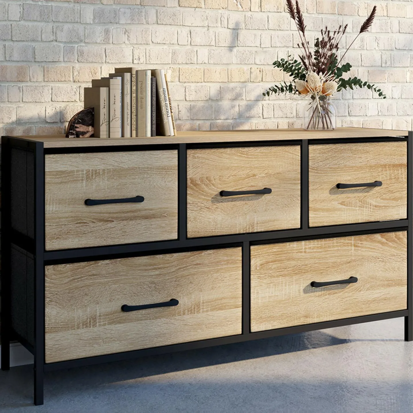 Commode industrielle design 5 tiroirs*IDMarket Outlet