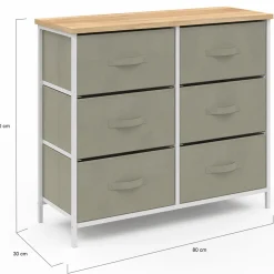 Commode industrielle gris clair et plateau effet bois*IDMarket Clearance