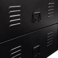 Commode industrielle portes en métal noir avec 4 tiroirs*IDMarket New