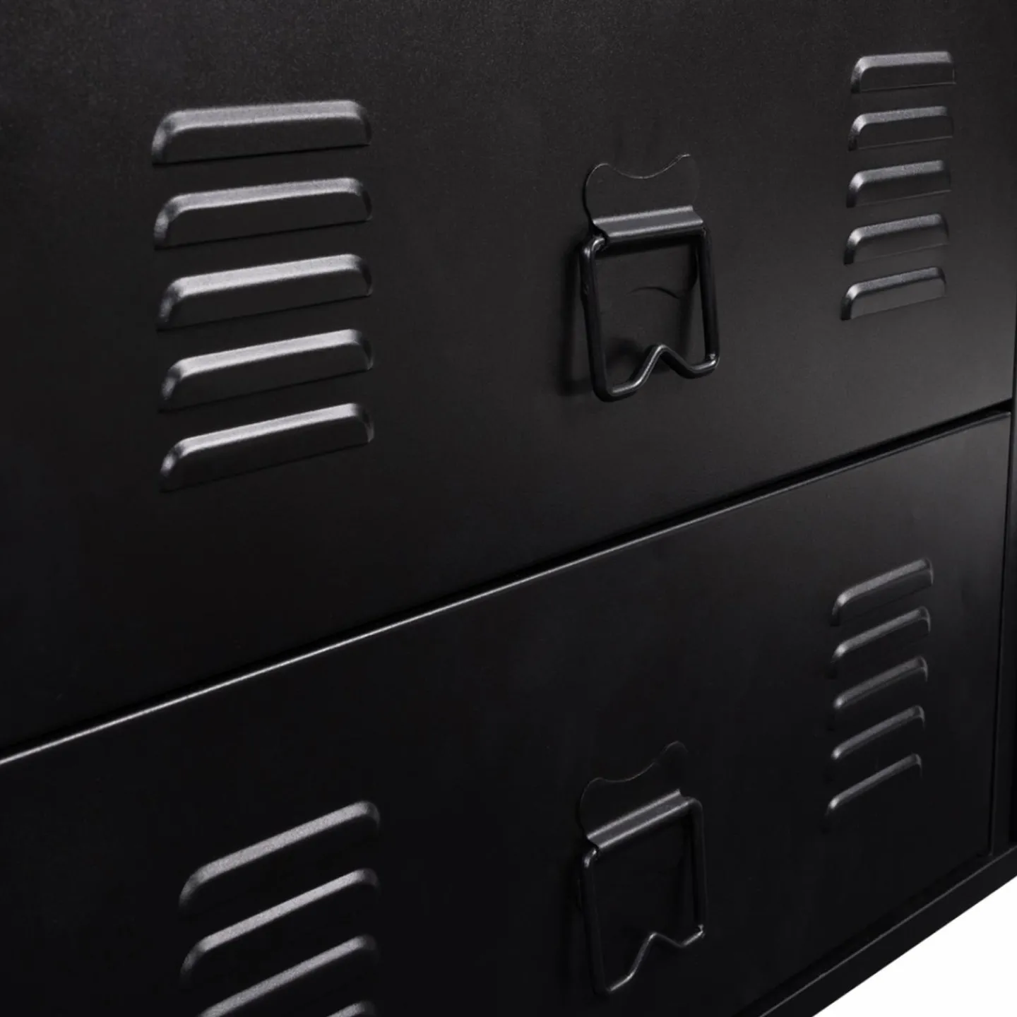 Commode industrielle portes en métal noir avec 4 tiroirs*IDMarket New