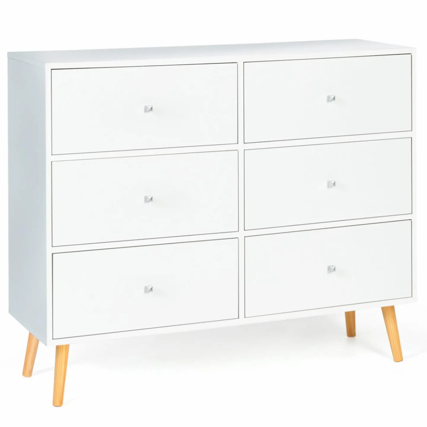 Commode scandinave 6 tiroirs bois blanc*IDMarket New