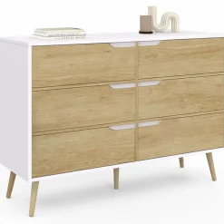 Commode scandinave blanche effet hêtre*IDMarket Best