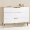 Commode scandinave bois et blanc 115cm*IDMarket