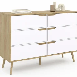 Commode scandinave bois et blanc 115cm*IDMarket