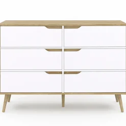 Commode scandinave bois et blanc 115cm*IDMarket