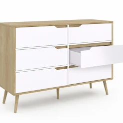 Commode scandinave bois et blanc 115cm*IDMarket