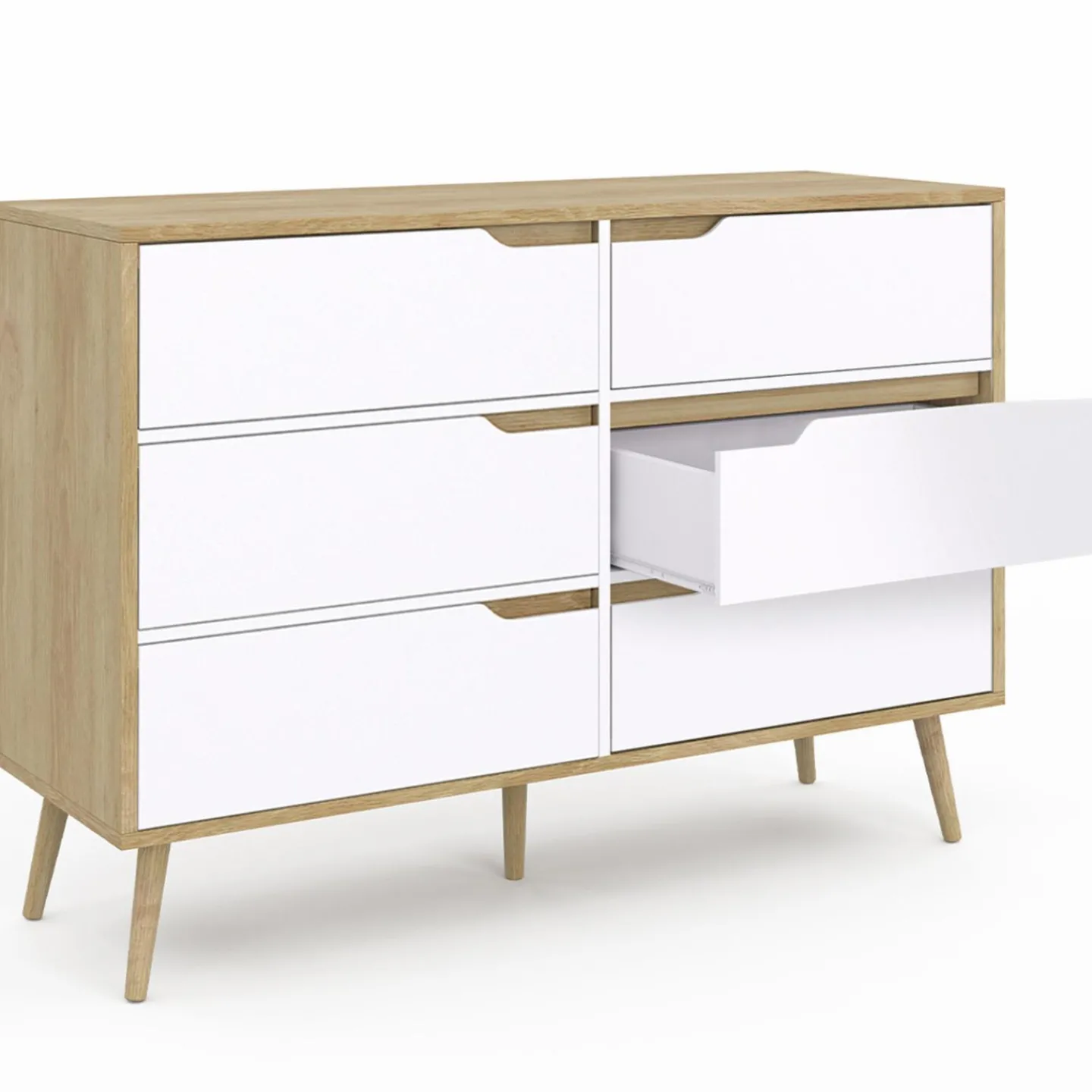Commode scandinave bois et blanc 115cm*IDMarket